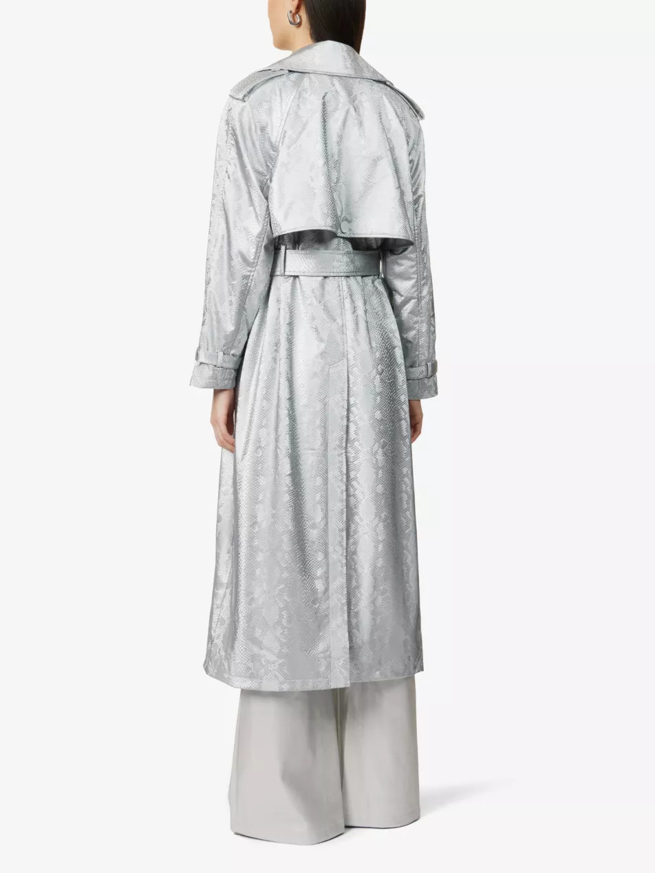 Snake-effect faux-leather trench coat | Selfridges
