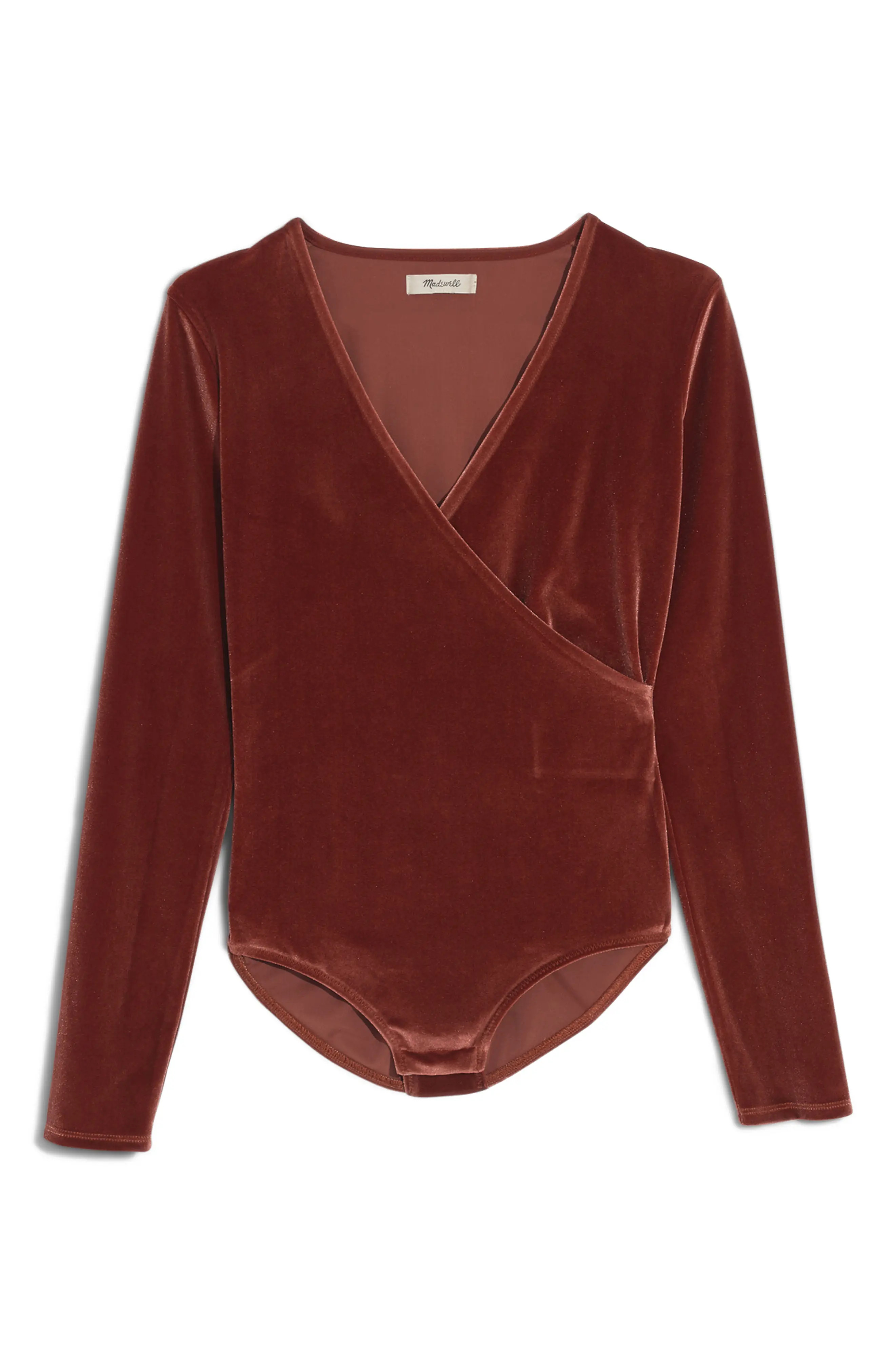 Madewell Faux Wrap Velvet Bodysuit | Nordstrom