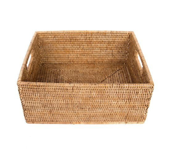 Tava Handwoven Rattan Rectangular Storage Basket | Pottery Barn (US)