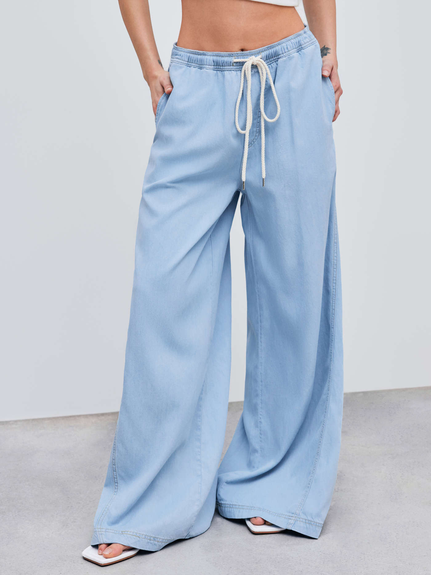 Cider Denim High Rise Knotted Wide Leg Jeans | Cider