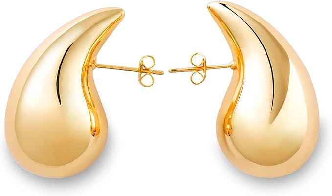 Ascona 22/32/47mm Chunky Gold Hoop Earrings for Women | Lightweight Tear Drop Earrings | Gold Dro... | Amazon (US)