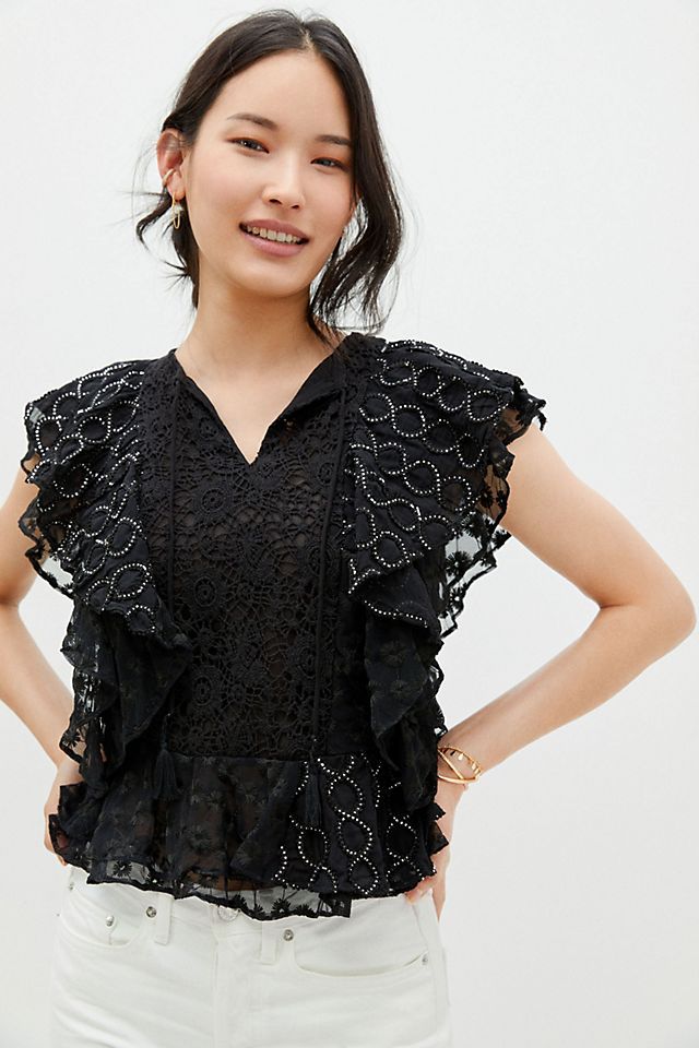 Ruffled Lace Blouse | Anthropologie (US)