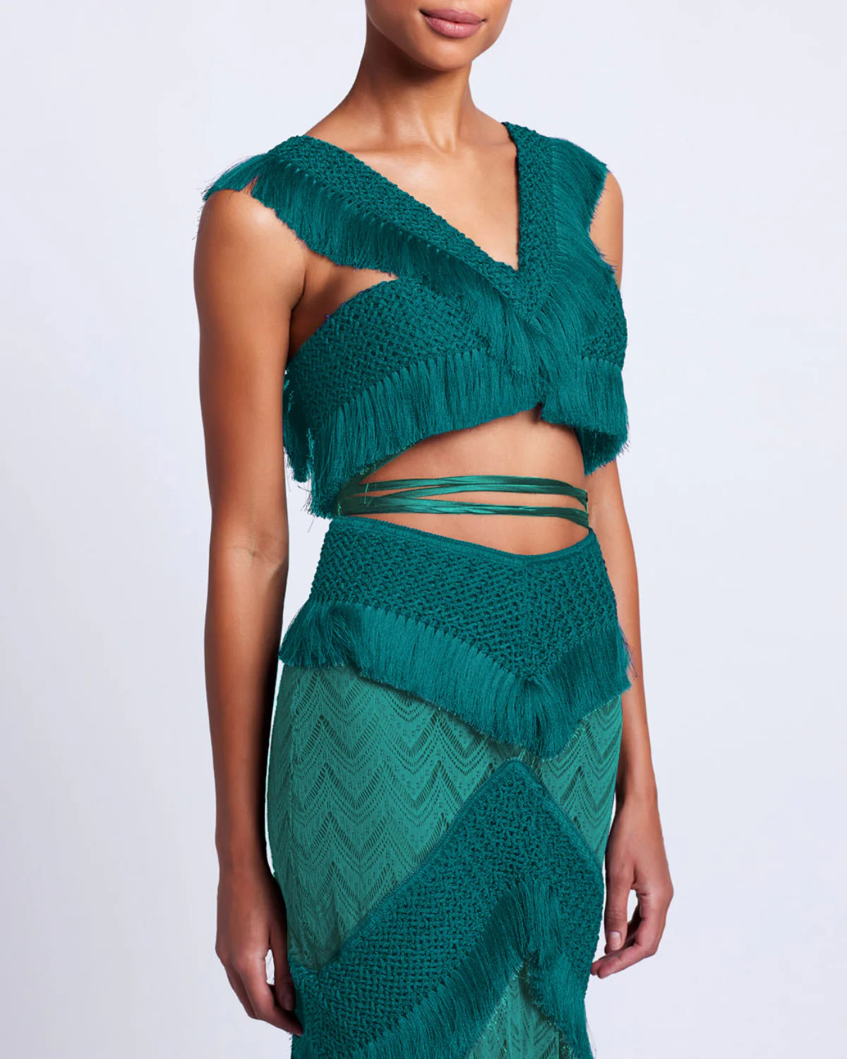FRINGE TRIM CROPPED TOP | PatBO