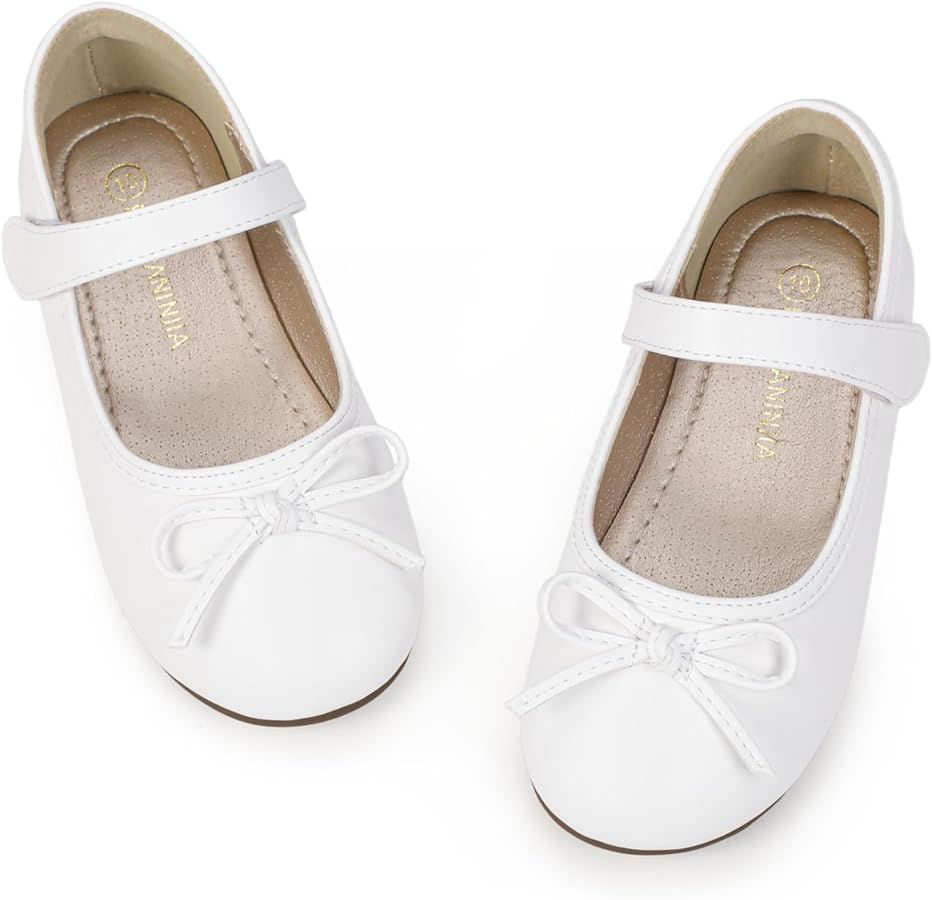 PANDANINJIA Toddler Girl Dress Shoes Mary Jane Ballet Flats Toddler Little Kid Wedding Party Flow... | Amazon (US)