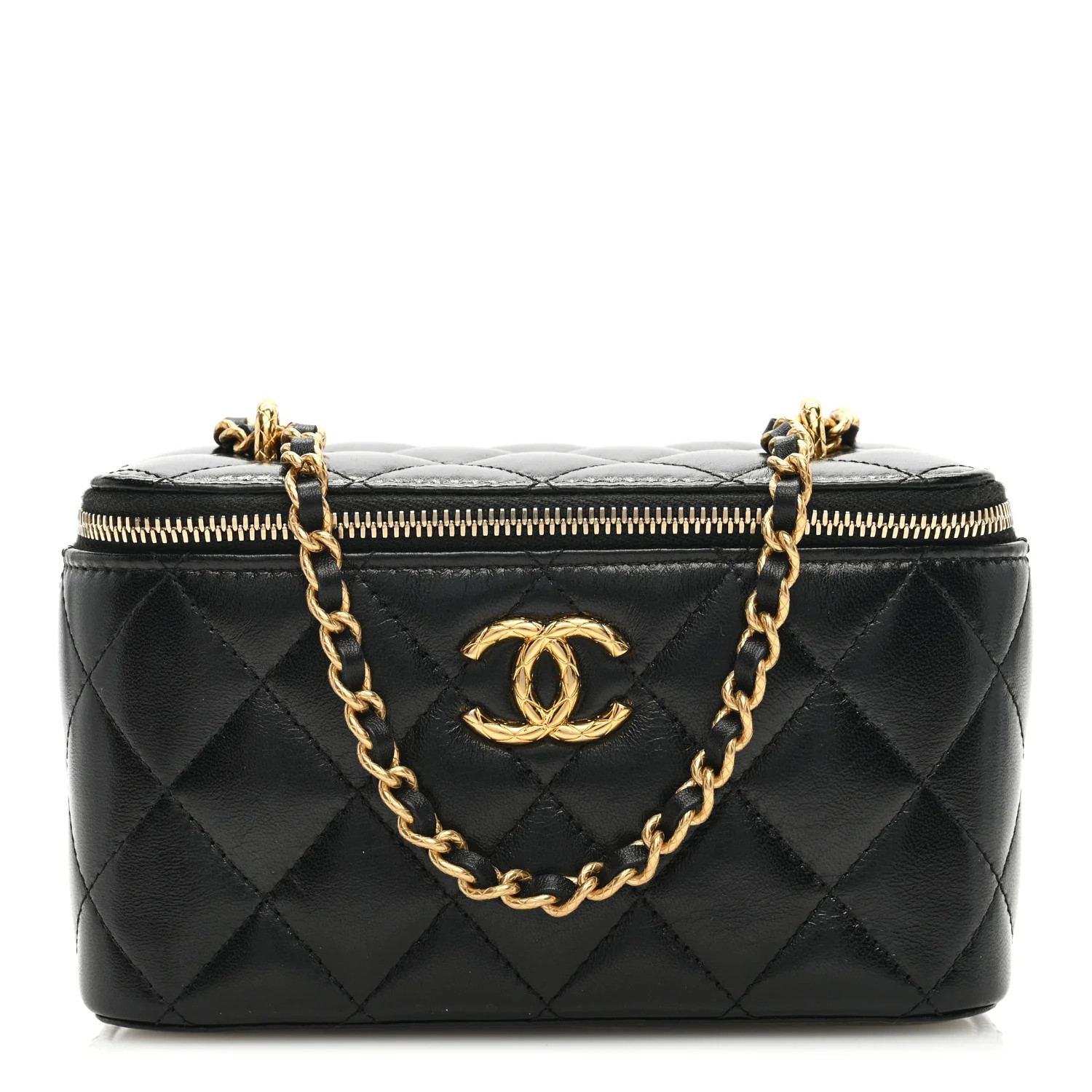 Lambskin Quilted Small CC Dynasty Vanity Case With Chain Black | FASHIONPHILE (US)