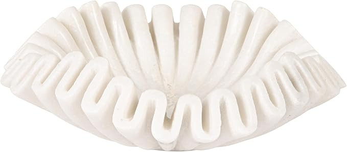 Creative Co-Op Marble Round Ruffle Bowl, White | Amazon (US)