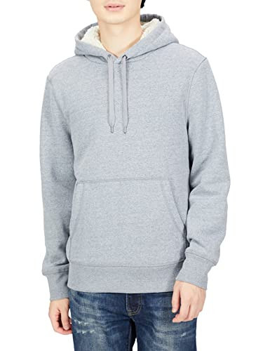 Amazon Essentials Men's Hoodies, Sherpa-Lined Pullover, Light Grey Heather, Medium | Amazon (US)