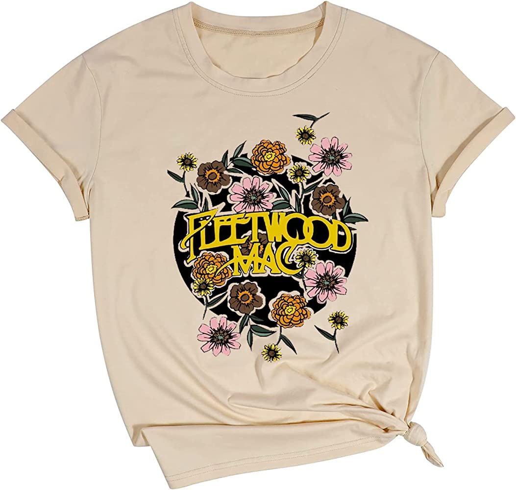 Vintage Bleached Rock Band T-Shirt Women Retro Graphic Rock Music Tees Summer Cute Short Sleeve C... | Amazon (US)