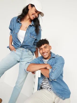 Gender-Neutral Long-Sleeve Jean Workwear Shirt for Adults | Old Navy (US)