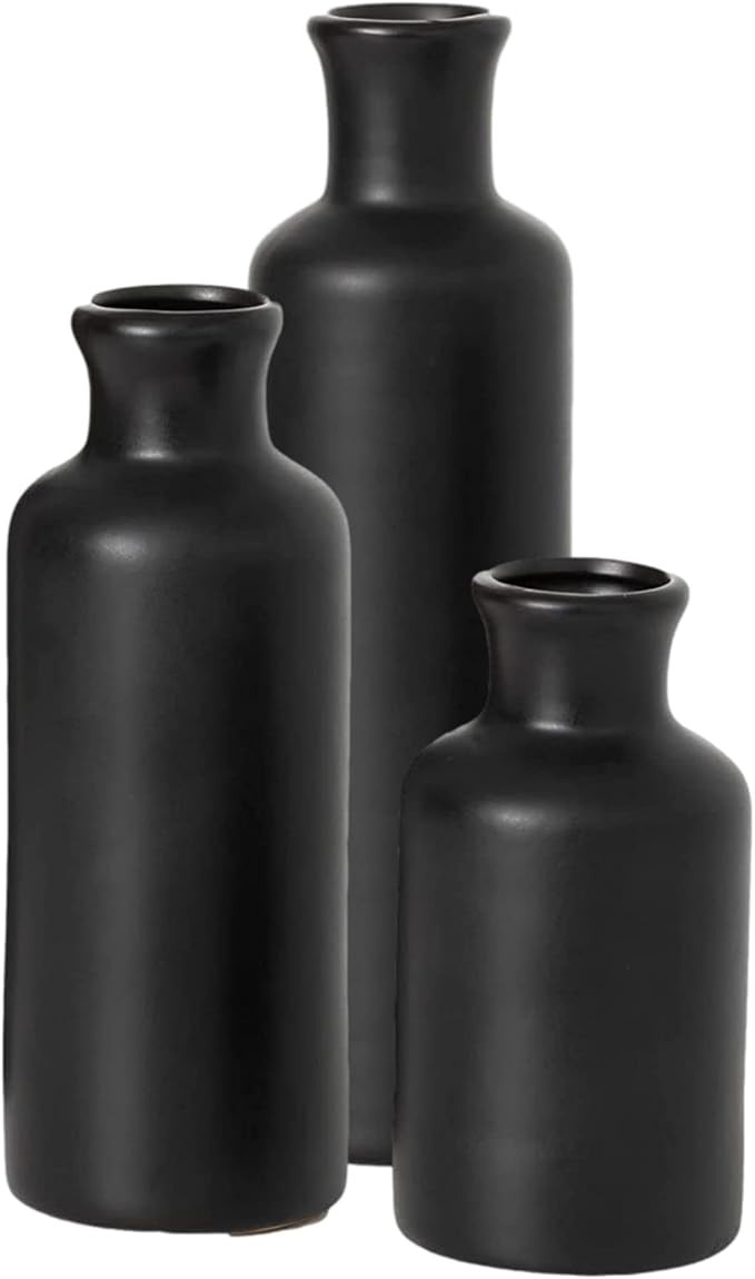 Sullivans Ceramic Black Vase Set, Modern Home Decor Decorative Vases for Your Kitchen, Bedroom, O... | Amazon (US)