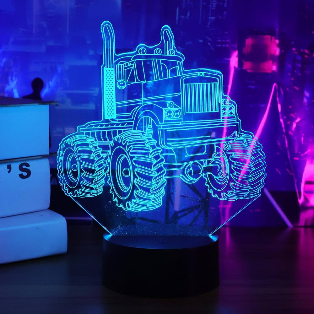 Monter Truck Night Light, Monster Truck Gifts, 3D Illusion Lamp, 3D Truck Night Light with 16 Col... | Amazon (US)