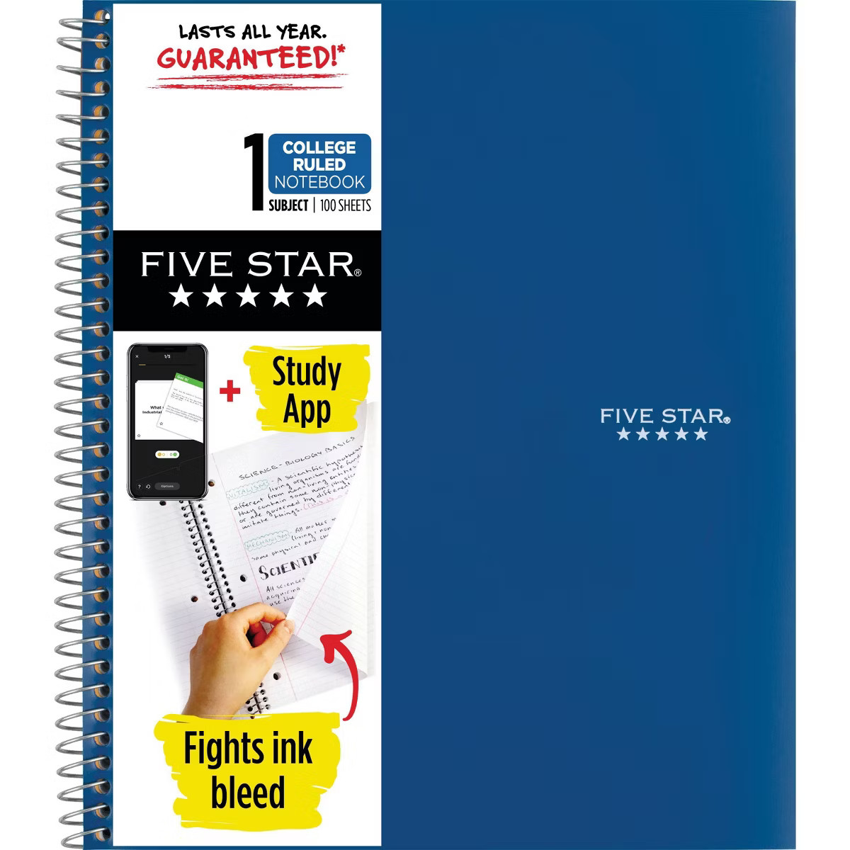 Five Star 1 Subject 100pg College Ruled Spiral Notebook (Colors May Vary): School Supplies, Perfo... | Target