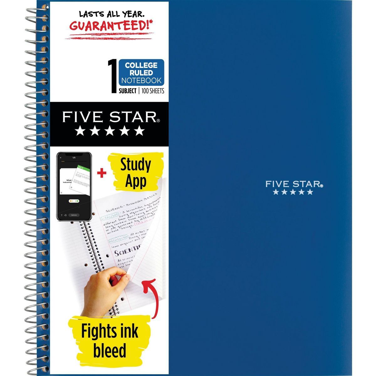 Five Star 1 Subject 100pg College Ruled Spiral Notebook (Colors May Vary) | Target