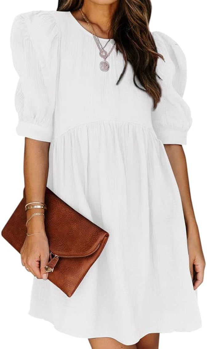 Dokotoo Womens Summer Spring V Neck Ruffle Chiffon Elegant Empire Waist Mini Short Swing Skater D... | Amazon (US)