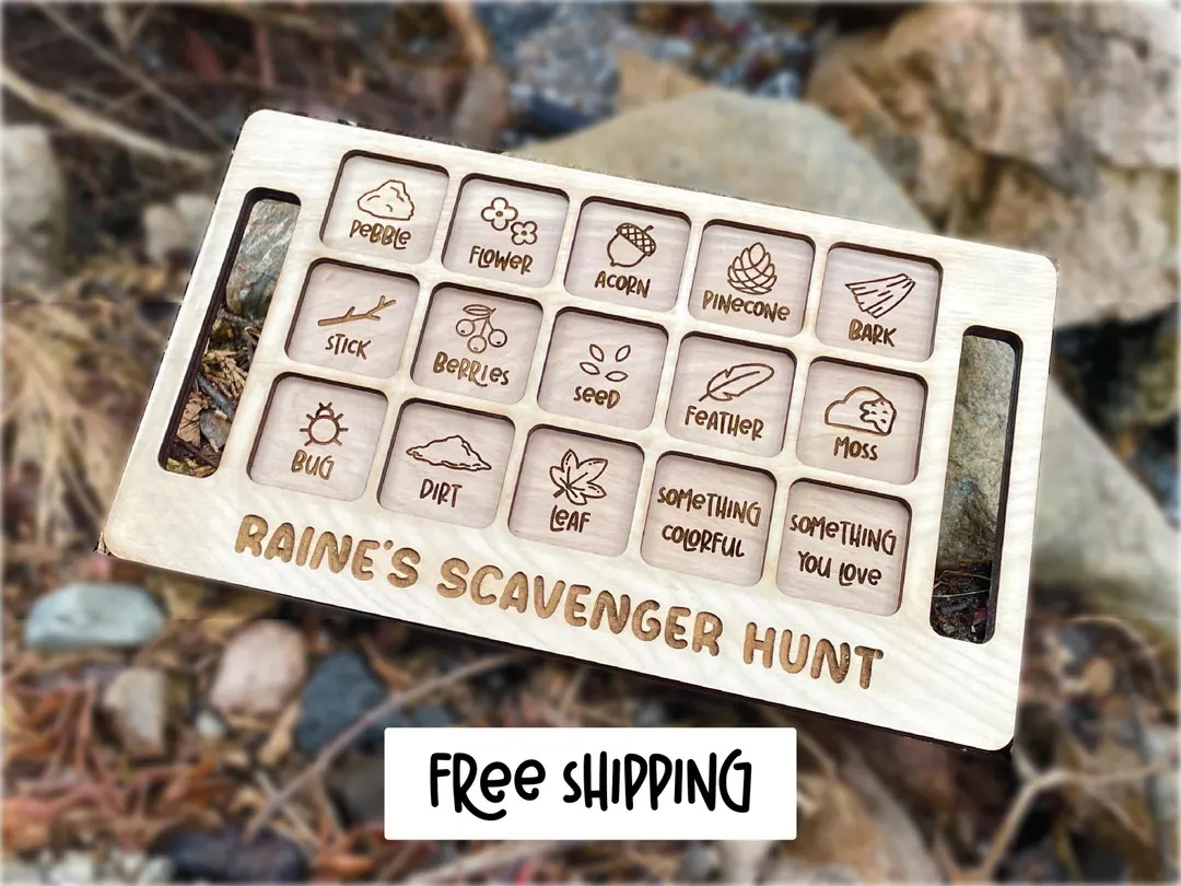Outdoor Scavenger Hunt Board | Toddler Play | Montessori | Personalized Engraving | Learning Gift... | Etsy (US)