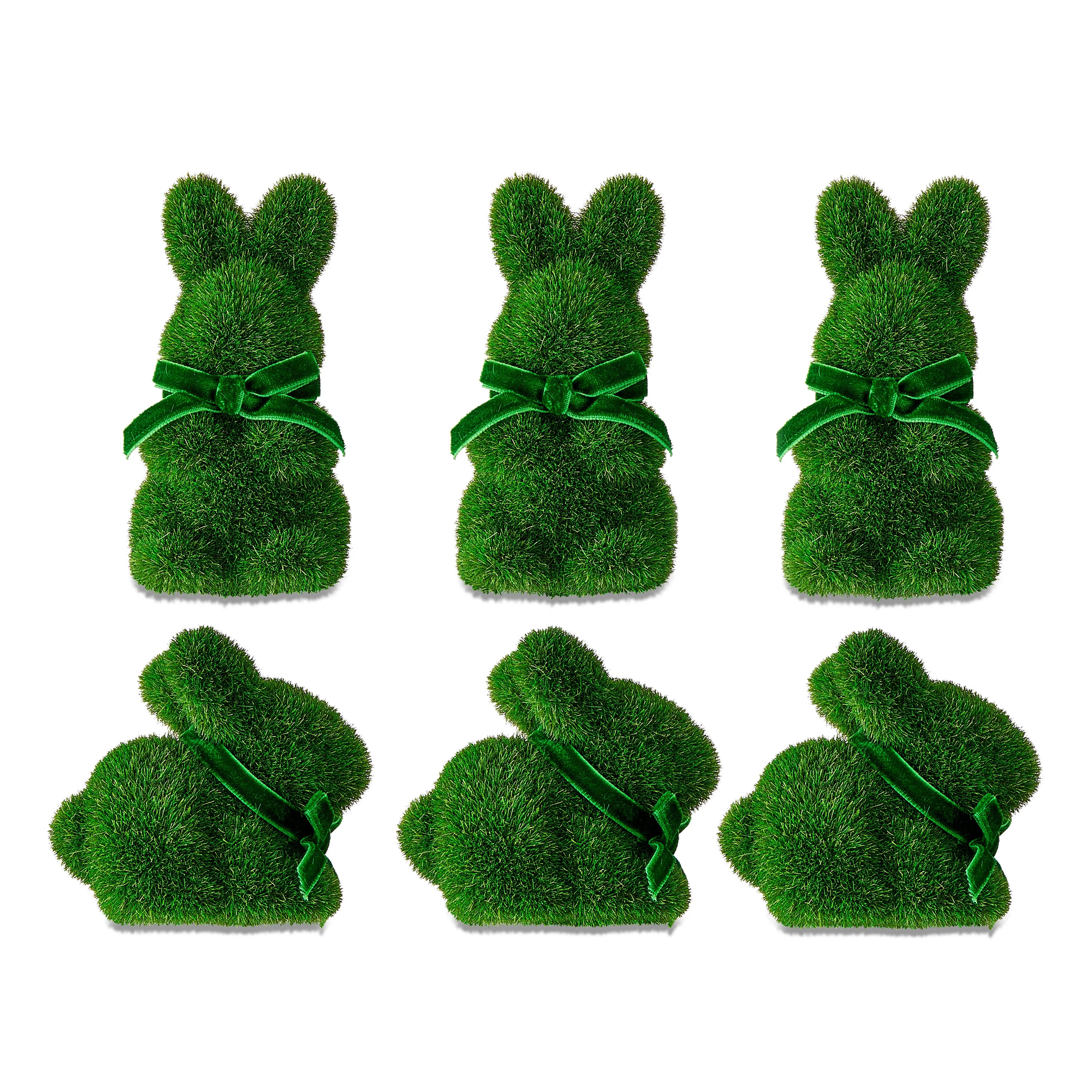 Flocked Bunny Decorations, Green, 6 Count, Easter by Way To Celebrate | Walmart (US)