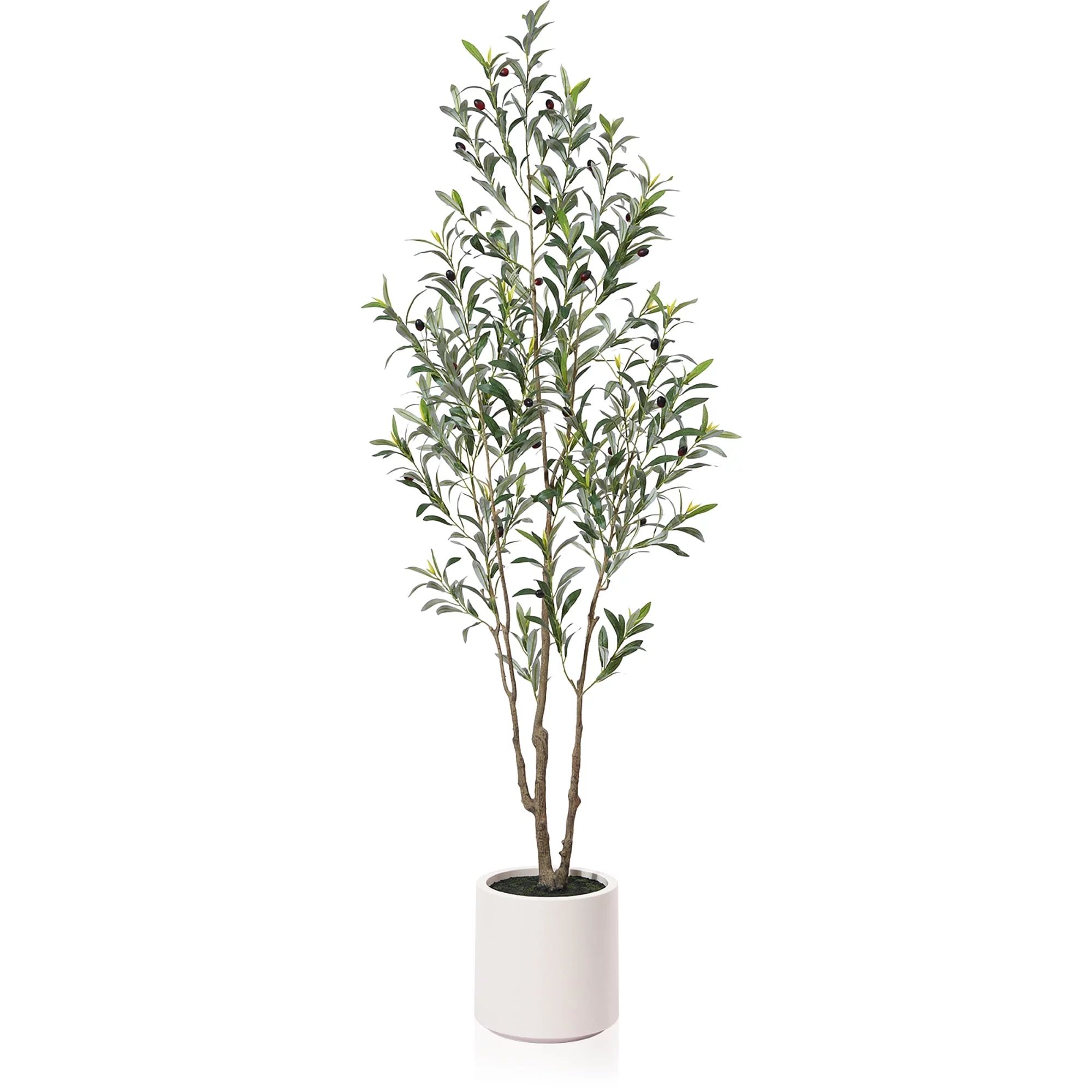 6FT Artificial Muti-Trunk Olive Tree Plants with 10.6 inches Large White Planter. 10 lb. DR.Planz... | Walmart (US)