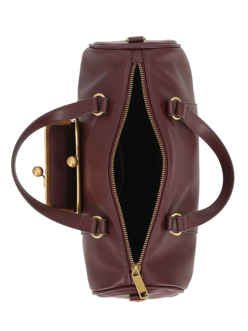 Free Assembly Women's Faux Leather Frame Satchel Handbag, Chianti | Walmart (US)