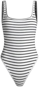 SweatyRocks Women's Sleeveless Bodysuit Striped Square Neck Thong Bodysuits Leotard Tank Top | Amazon (US)