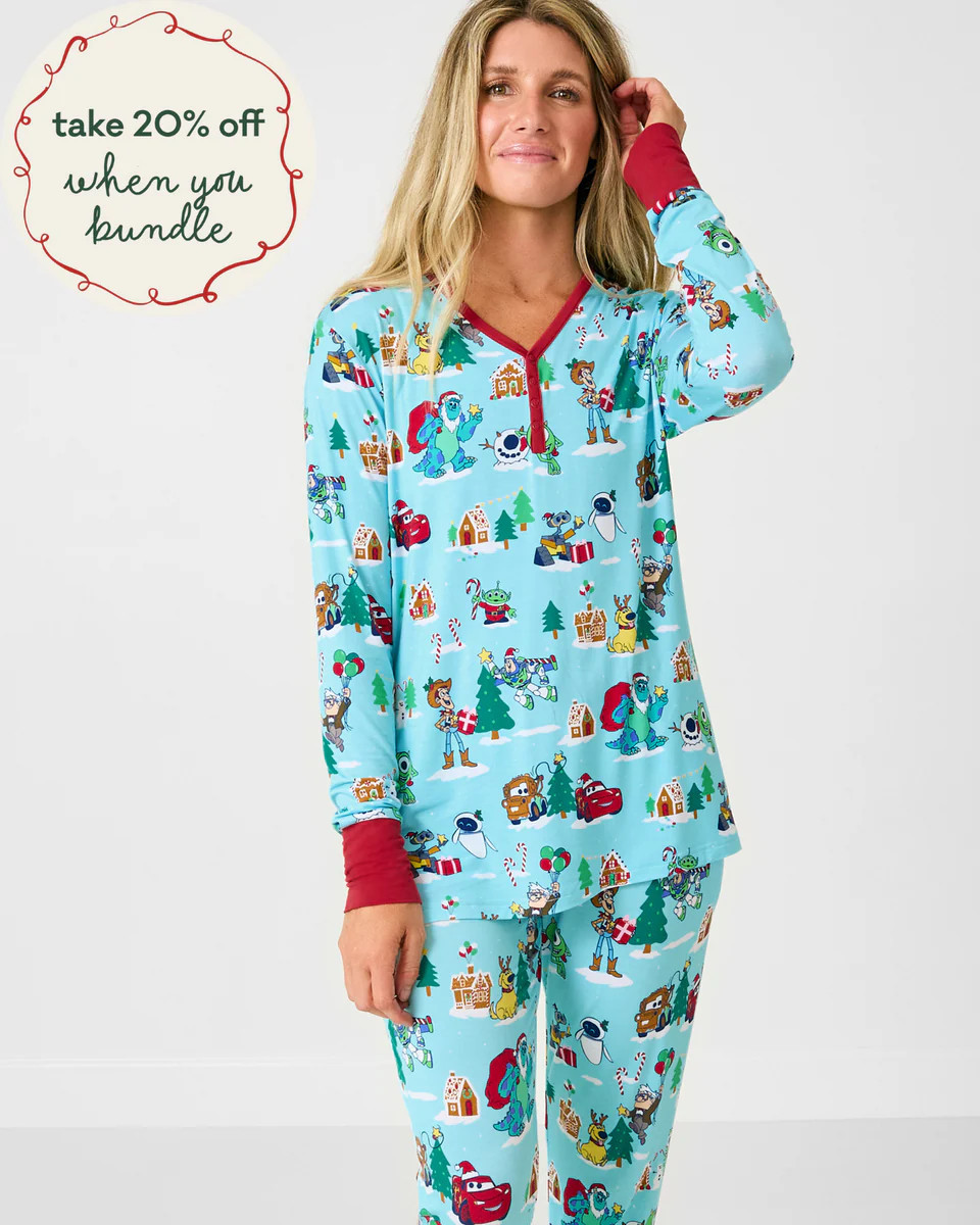 Pixar Christmas Village Women's Long Sleeve Pajama Top | Little Sleepies