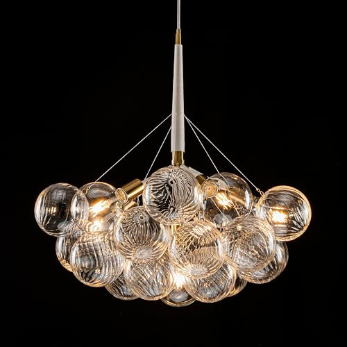 Longree Bubble Chandelier White and Gold 6-Light Dia 24" Swirled Glass Chandeliers Pendant Light Fixture for Kitchen Island, Bedroom, Dining Room | Amazon (US)