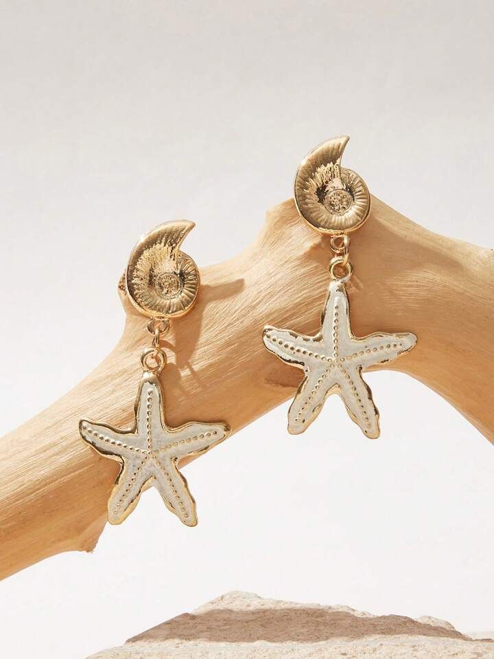SHEIN VCAY Conch Decor Starfish Drop Earrings | SHEIN