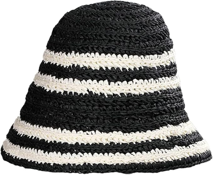Womens Straw Sun Hat Woven Bucket Hat Fishing Hat Beach Hat Foldable Cap Summer Caps | Amazon (US)