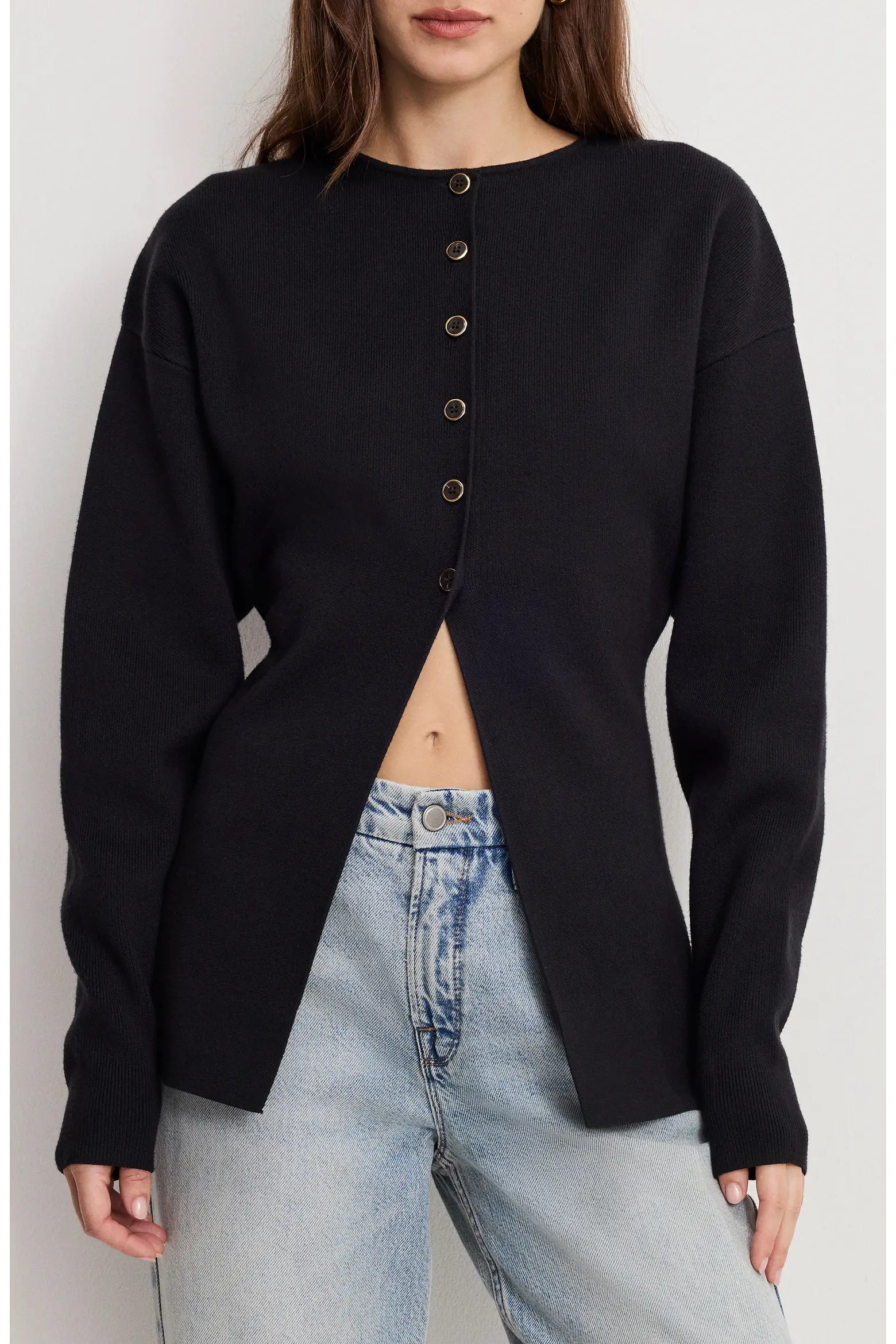 Good American Split Front Button Up Sweater (Women) | Nordstromrack | Nordstrom Rack