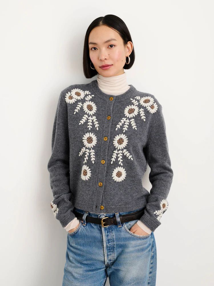 Becca Embroidered Cardigan in Wool | Alex Mill