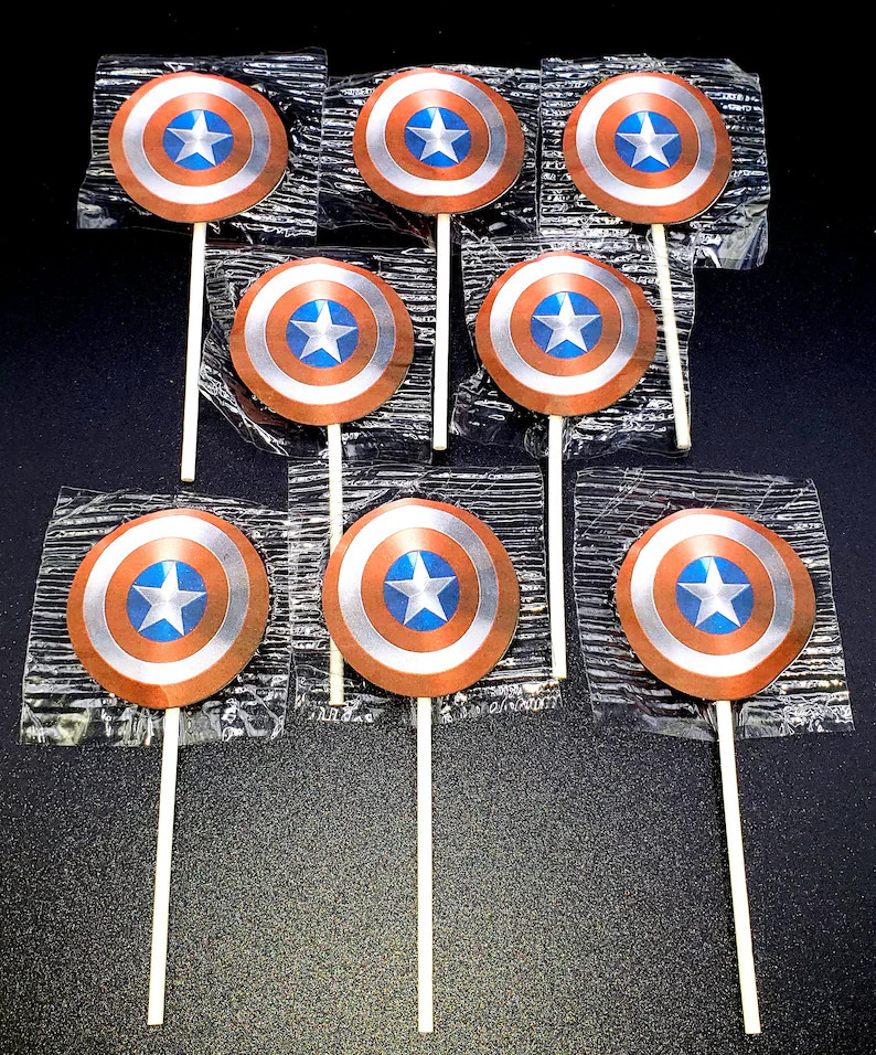 Captain America Shield Suckers Lollipops Birthday Party Favors - Etsy | Etsy (US)