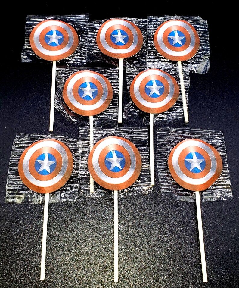 Captain America Shield Suckers Lollipops Birthday Party Favors - Etsy | Etsy (US)