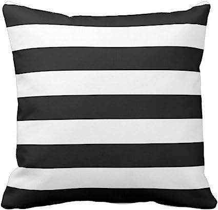 Emvency Throw Pillow Cover Horizontal Black and White Stripe Wide Decorative Pillow Case Home Dec... | Amazon (US)