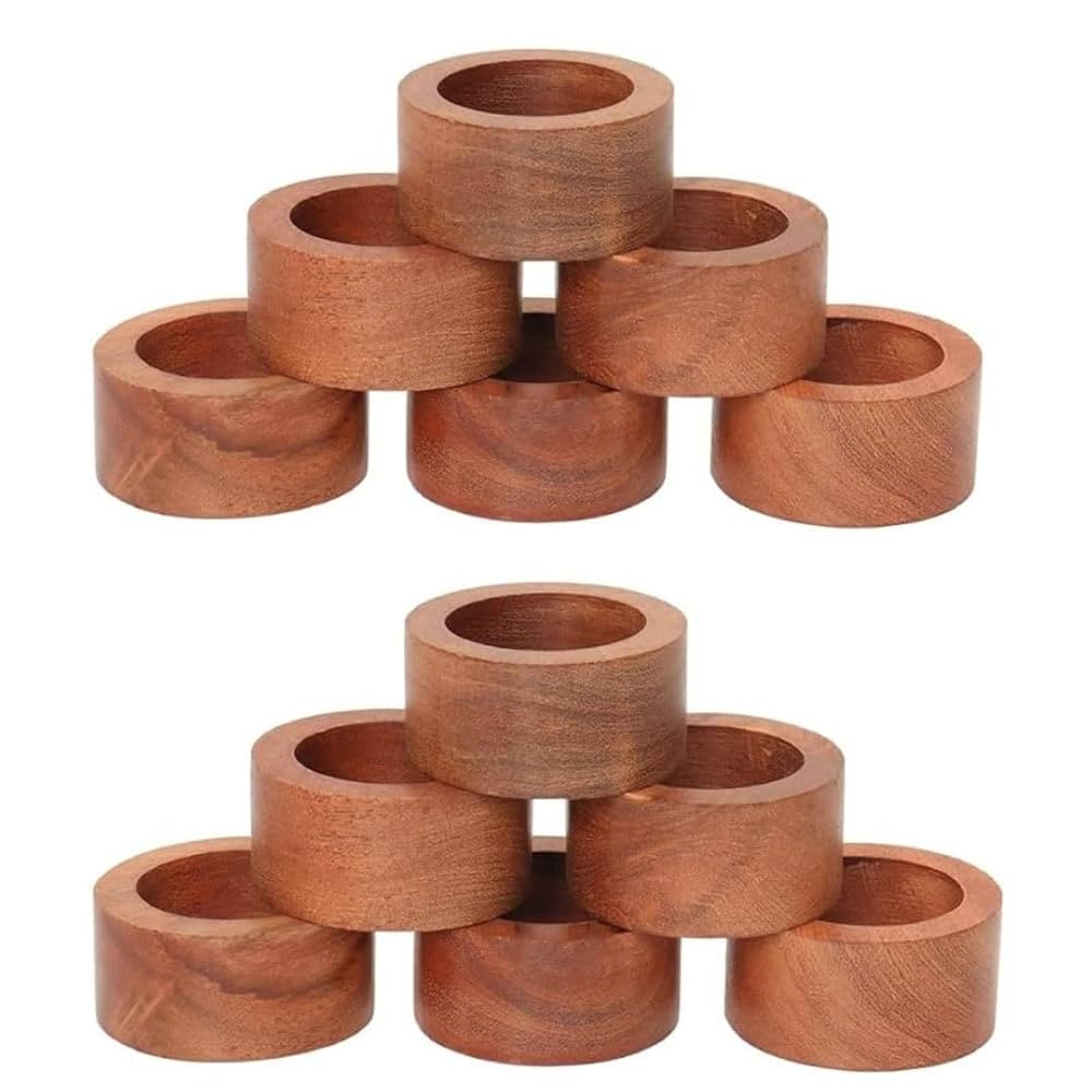 Wooden Napkin Ring for Weddings Dinner Parties or Every Day Use (Set of 12, Plane) | Amazon (US)