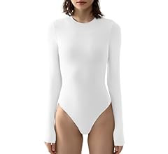 PUMIEY Women's Crew Neck Long Sleeve Bodysuit Sexy Tops Sharp Collection | Amazon (US)