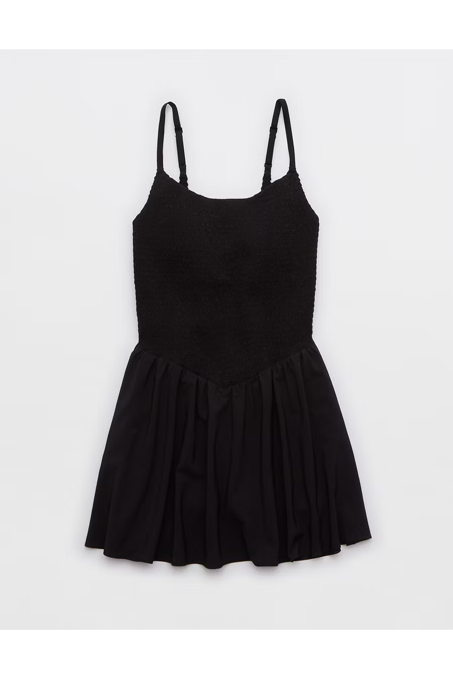 OFFLINE By Aerie Real Me Smocked Flowy Dress Women's True Black L | Aerie