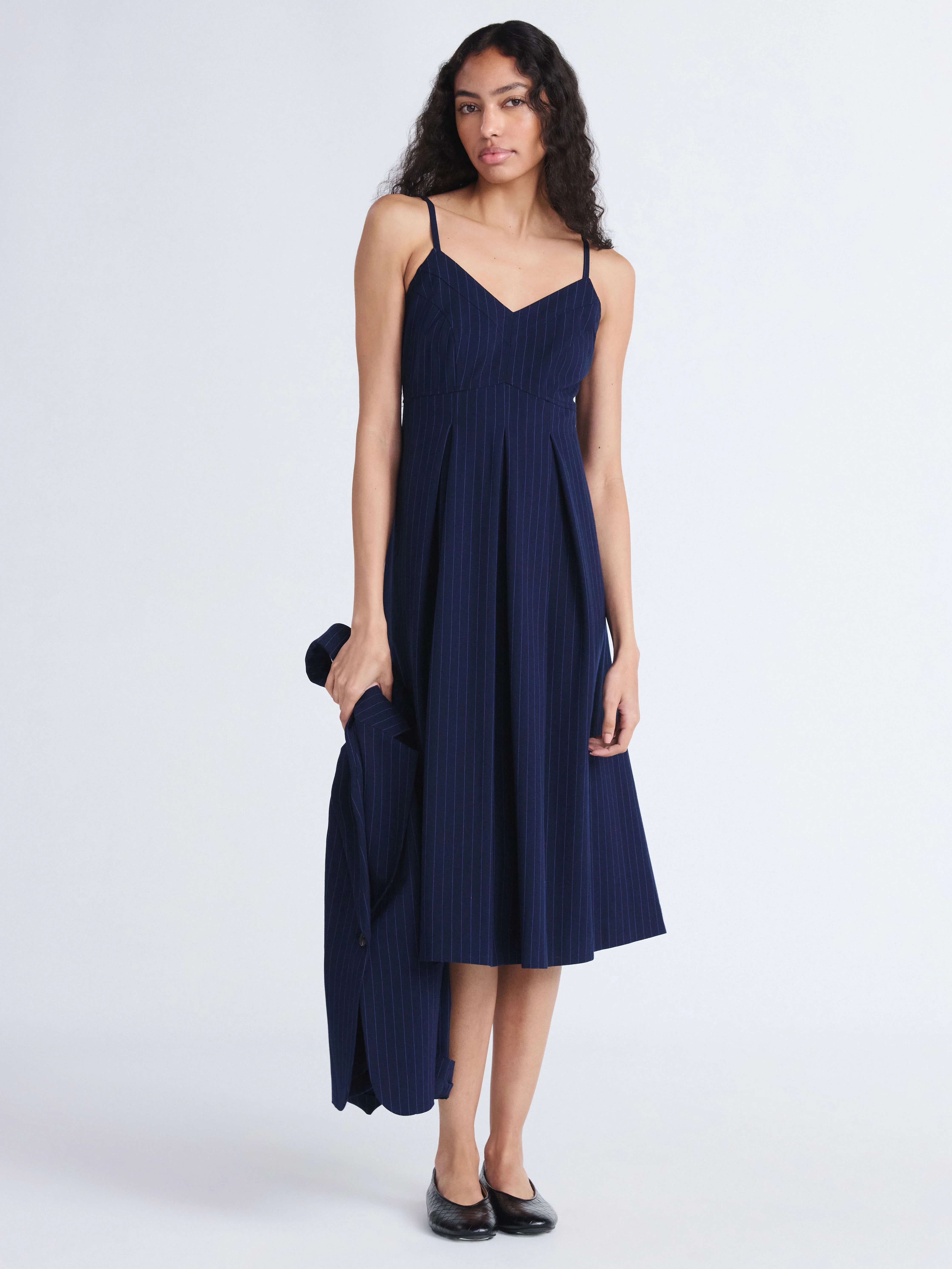 Free Assembly Women's Sleeveless Pinstripe Corset Midi Dress, Sizes 0-16 | Walmart (US)