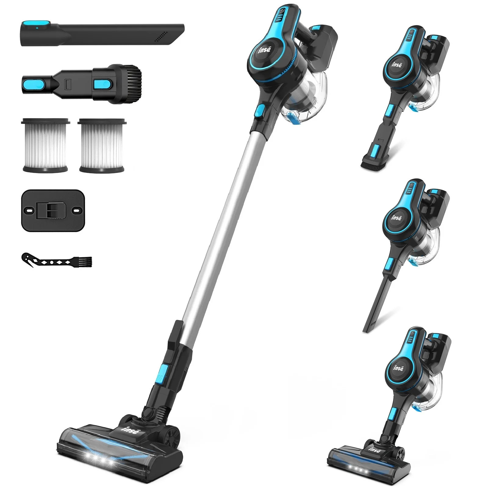 INSE Cordless Vacuum Cleaner, 6 in 1 Powerful Suction Lightweight Stick Vacuum with 2200mAh Recha... | Walmart (US)