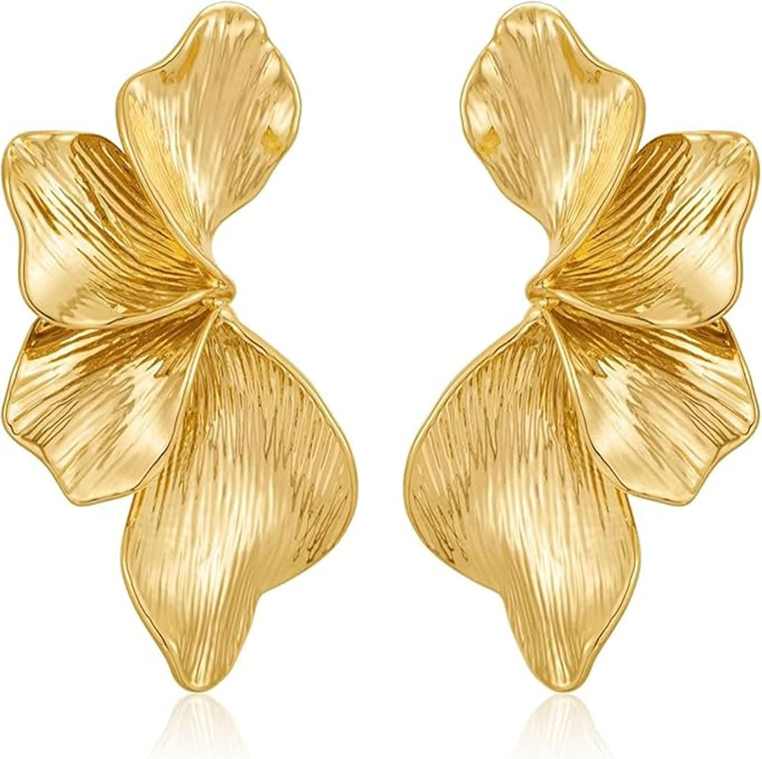 GAUEIOUR Flower Earrings Gold Sculptural Floral Earrings,Bohemian Statement Petal Earrings,Retro ... | Amazon (UK)