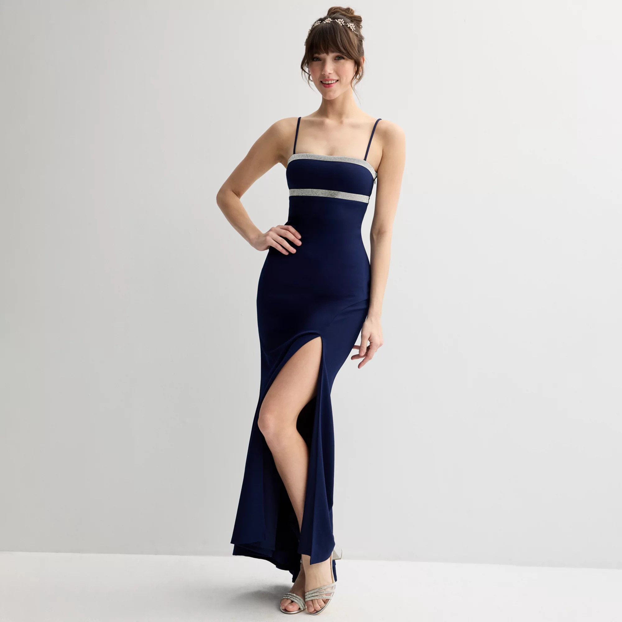 Juniors' Jump Apparel Embellished Trim Open Back Gown | Kohl's