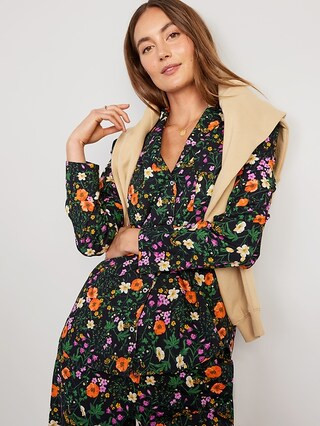 Oversized Printed Poplin Pajama Set for Women | Old Navy (CA)