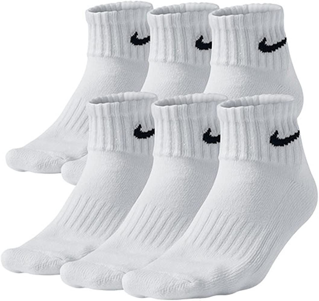 Nike Men's Bag Cotton Quarter Cut Socks (6 Pack) (Large (shoe size 8-12), White) | Amazon (US)