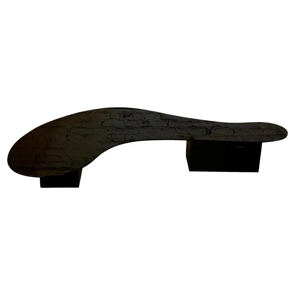 1970s Black Glass Custom Biomorphic Kidney Shape Coffee Table | 1stDibs