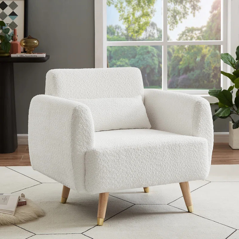 33.07" Boucle Contemporary Glam Upholstered Armchair | Wayfair North America