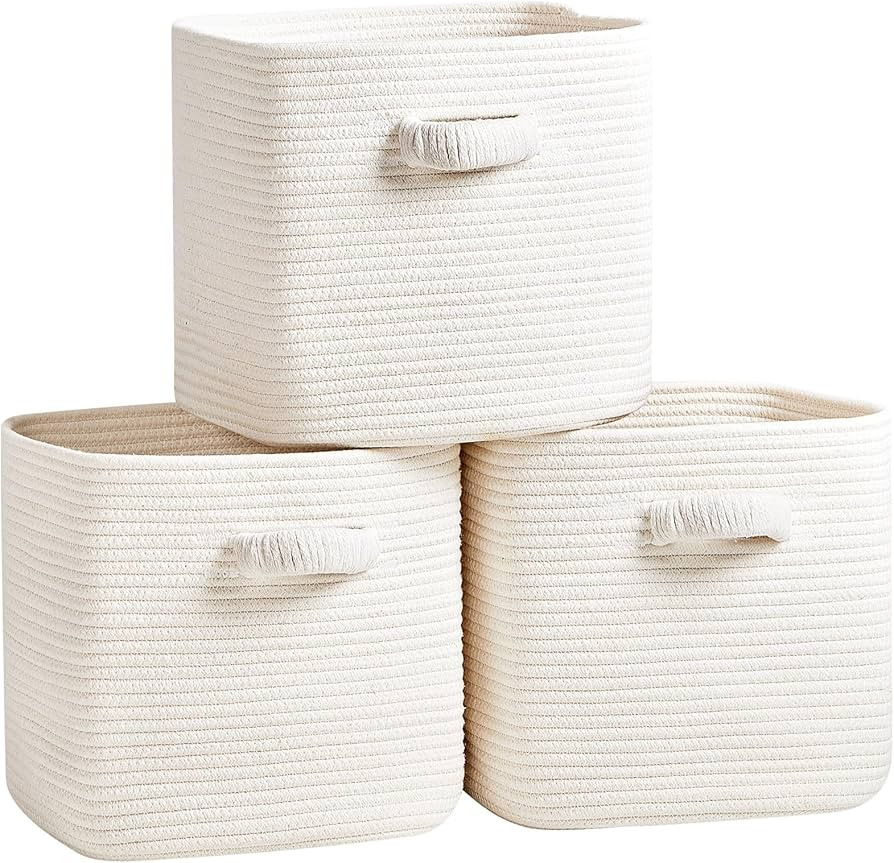 RUNKA Storage Cube Baskets - 3 Pack - 11 inch Square Baskets for Closet, Woven Bins - Ideal for T... | Amazon (US)