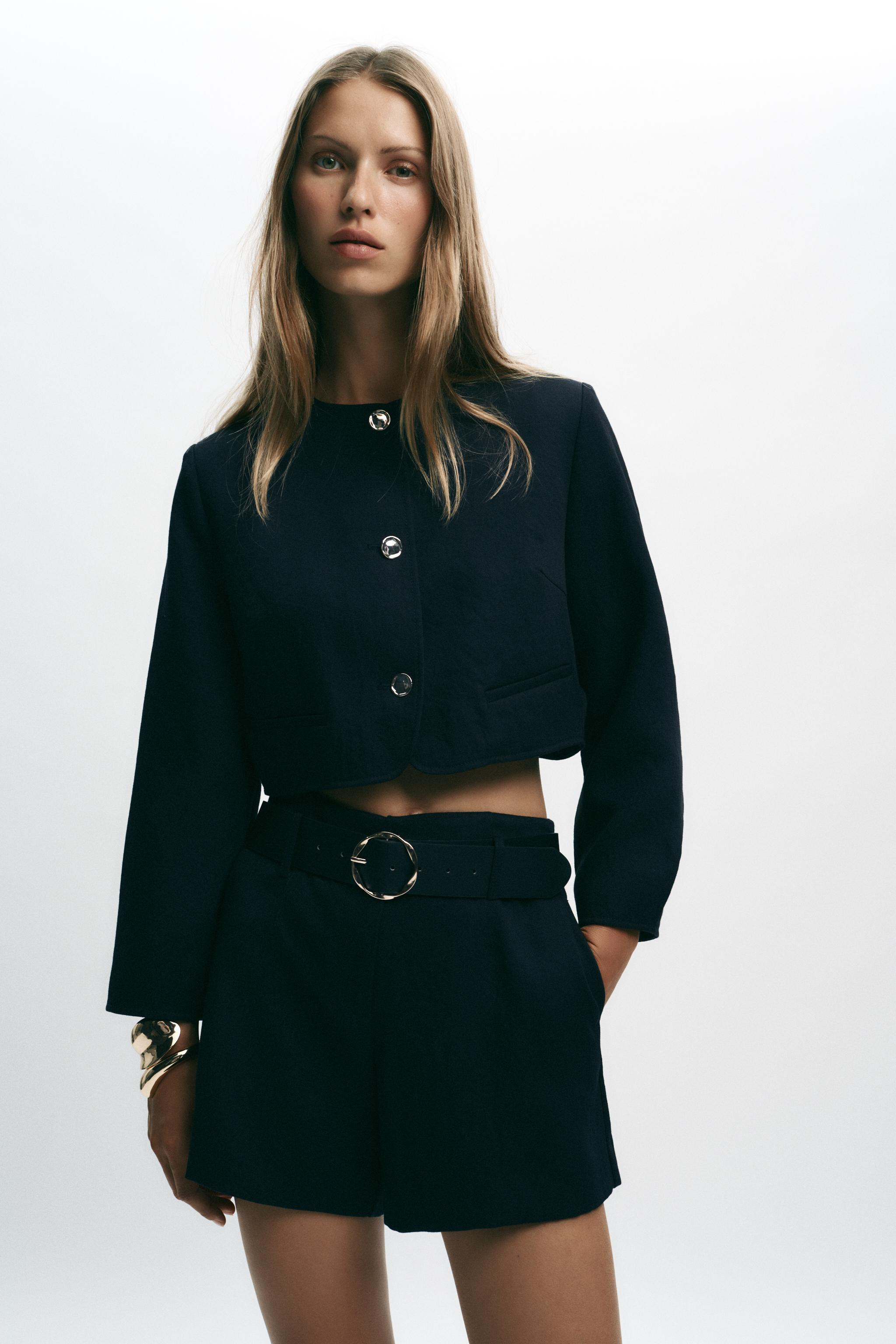 GOLD BUTTON SHORT BLAZER | Zara US