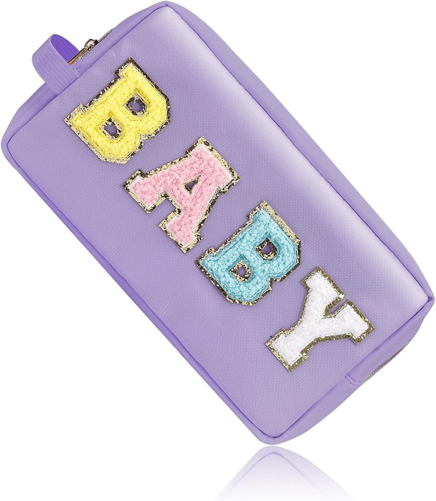 Preppy Makeup Bag with Strap, Nylon Waterproof Travel Toiletry Bag for Baby, Preppy Stuff Chenille L | Amazon (US)