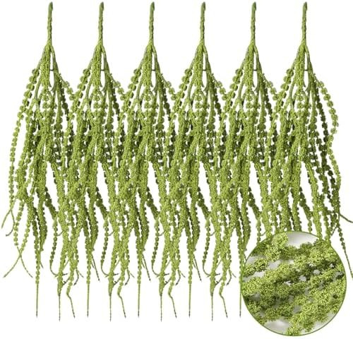 Suncalla 6 Pcs 35 Inch Amaranthus Artificial Flower Hanging Plants Fake Amaranthus Flower Dried P... | Amazon (US)