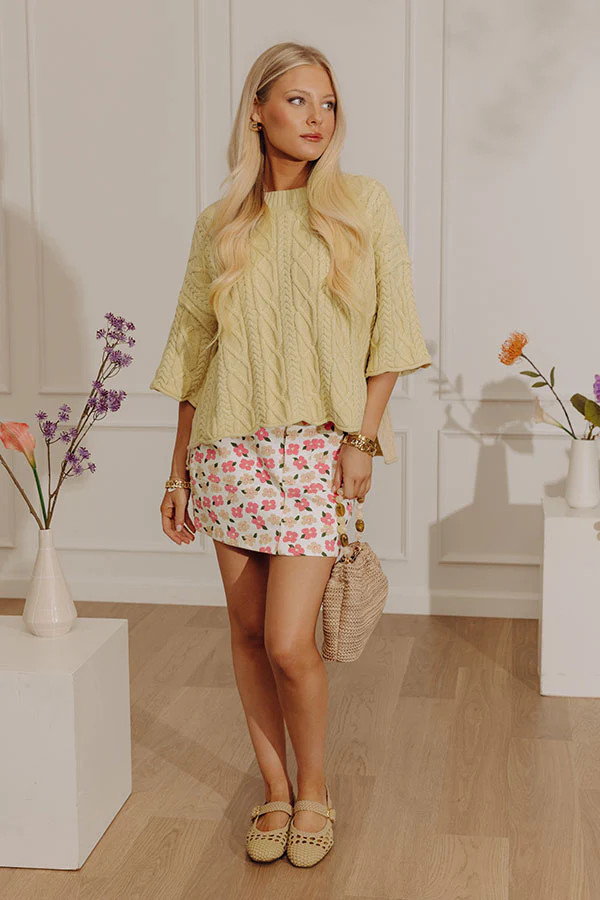 Lovely Weekend Cable Knit Sweater Top in Light Chartreuse | Impressions Online Boutique