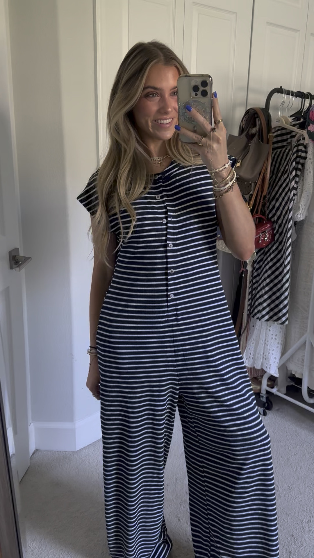 Amazon Cicy Bell Womens Casual Striped Jumpsuits Summer Cap Sleeve Wide Leg Jumper Romper Button Down Travel Beach Outfits size small in navy. Such a good travel outfit. 

#freepeople #lookforless #affordablefashion #budgetfriendly #budgetfashion #freepeopleinspired #freepeopledupes #amazon #amzonfinds #amazonmusthaves #amazonvirtualtryon #amazonfavorites #amazonfashion #founditonamazon #founditonamazonfashion amazon haul, amazon clothing haul, affordable fashion, clothing haul, spring clothing haul, summer clothing haul, amazon fashion, amazon finds, amazon fashion 2025. 

#LTKFindsUnder50 #LTKTravel #LTKSaleAlert