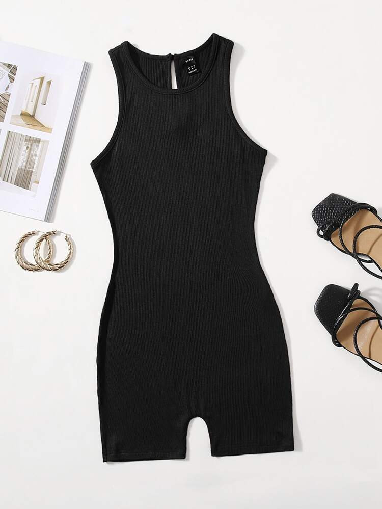 SHEIN EZwear Solid Unitard Romper | SHEIN
